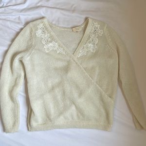 Sezane Floral V-Neck Sweater